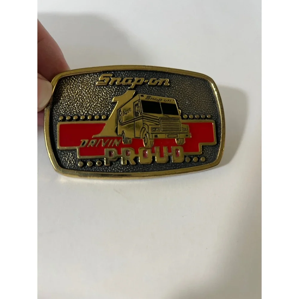 Snap On‎ Drivin Proud Limited Edition Brass Belt Buckle 1989 SSX-1313 USA 3